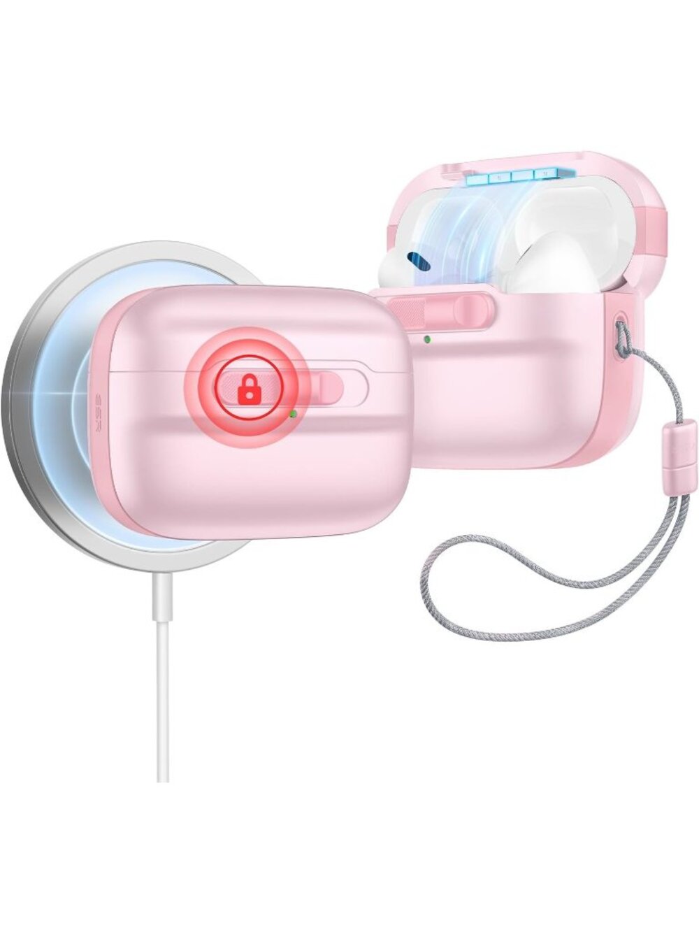 ESR AirPods Pro Case – Pink, MagSafe Ready, Magnetic Lock, Drop Protection, Lany